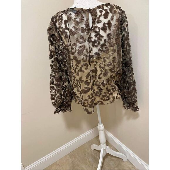 Anthropologie x Eva Franco Sheer Leopard Top Size 1X - Picture 5 of 7